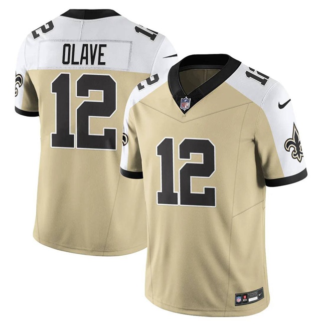 Men's New Orleans Saints #12 Chris Olave Gold/White Alternate 2025 F.U.S.E. Vapor Limited Stitched Football Jersey